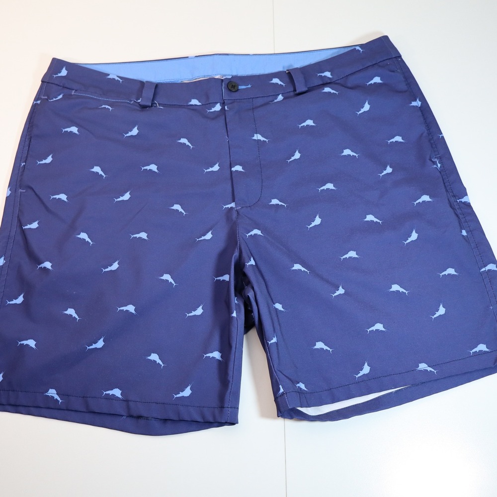 Tommy Bahama Relax Shorts Mens 38 Blue Marlin Fish Print Performance Stretch